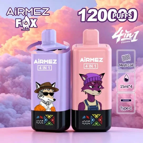 Airmez Fox 4-in-1 120K Jednorazowy E-Papieros 2% – 120000 Puffs | 4 Smaki w 1 Urządzeniu - obrazek 1